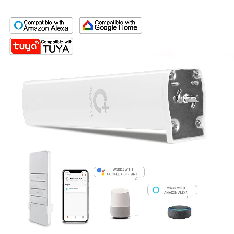 Factory High Quality Tuya Zigbee Rechargeable Battery Curtain Opener Smart Home Electric Curtains With Remote Curtain Motor