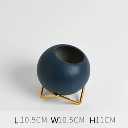 Creative Ceramic Vase Morandi Modern Simple Fleshy Flower Pot Flower Arrangement Green Flower Planter Iron Frame Hydroponic Ball
