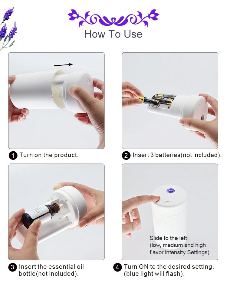 Portable Battery Mini Car Diffuser Essential Oil Fragrance Automatic Waterless Aroma Diffuser