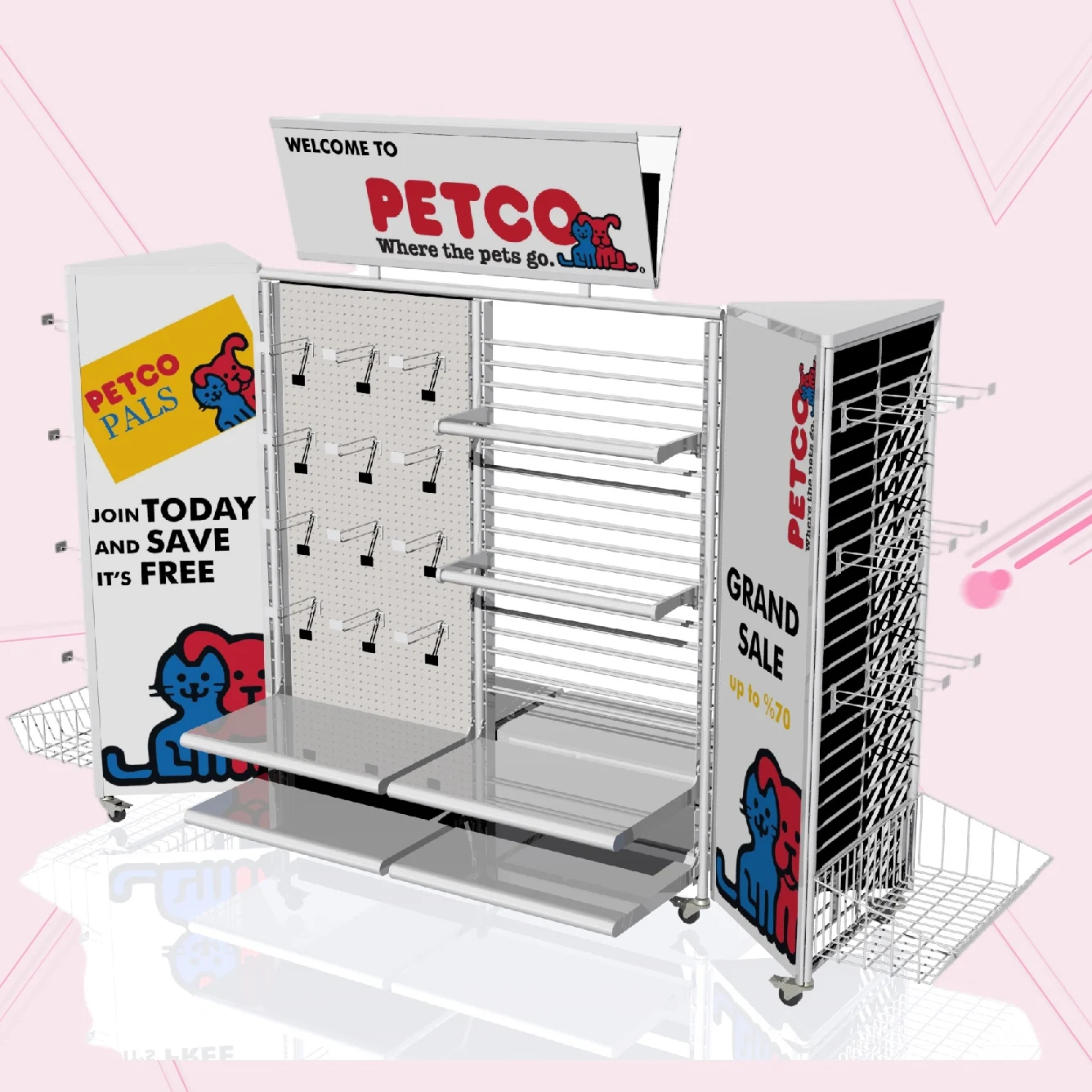 Custom Cat Dog Toys Shelves Retail Supermarket Cat Food Dog Food Floor Standing Pet Shop Display Pet Store   Display Stand