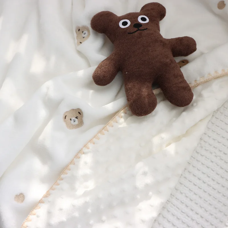 Baby Blankets And Sheets Soft Flannel Beanie Velvet Cute Blankets For Children Newborn Baby Summer Baby Mink Blanket Dot Minky