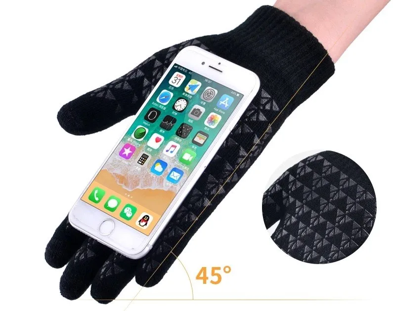 Wholesale Knit Gloves Touchscreen Warm Thermal Soft Elastic Cuff Fashion Outdoor Winter Anti-Slip Cycling Sports Gloves