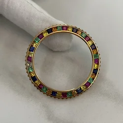 Ручная работа, радужные конфеты, 18 карат, цвет розового золота, лабораторный Выращенный драгоценный камень, синтетический Танзанит, драгоценный камень, Безель, индивидуальные часы для мужчин и женщин