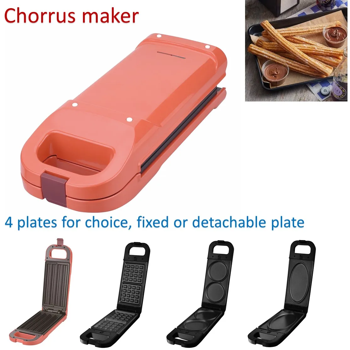 Most Popular multifunction Spanish Snack Waffle healthy oil-free mini Churros maker for home use