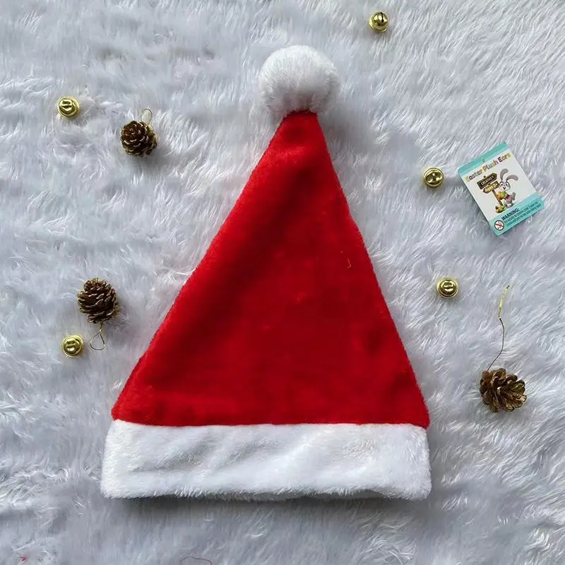 Wholesale Custom Adult Children Baby Classic Santa Claus Hats Xmas Cap Velvet Plush Christmas Hat for Kids