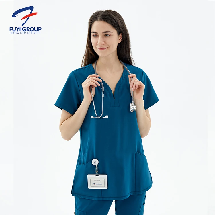 Dental Housekeep Reusable Fashionable Hospital Uniformes Medico Stretchy Anti-bacterial Scrub Fashionable Nurse Uniform Designs