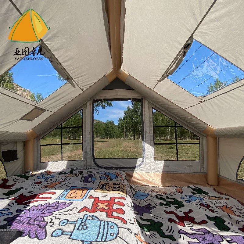 Four Season Luxury Large Camping Tent air Tube Tent 4 Men  Family Inflatable tent for camping