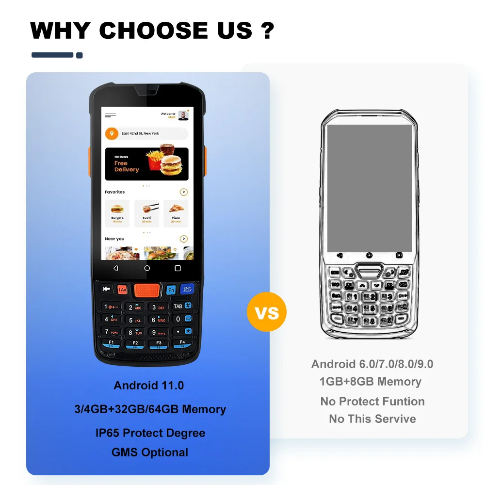 ZCS Z82 Android 11.0 3+32GB Rugged Handheld NFC Pos Terminal Mobile PDA Barcode Scanner