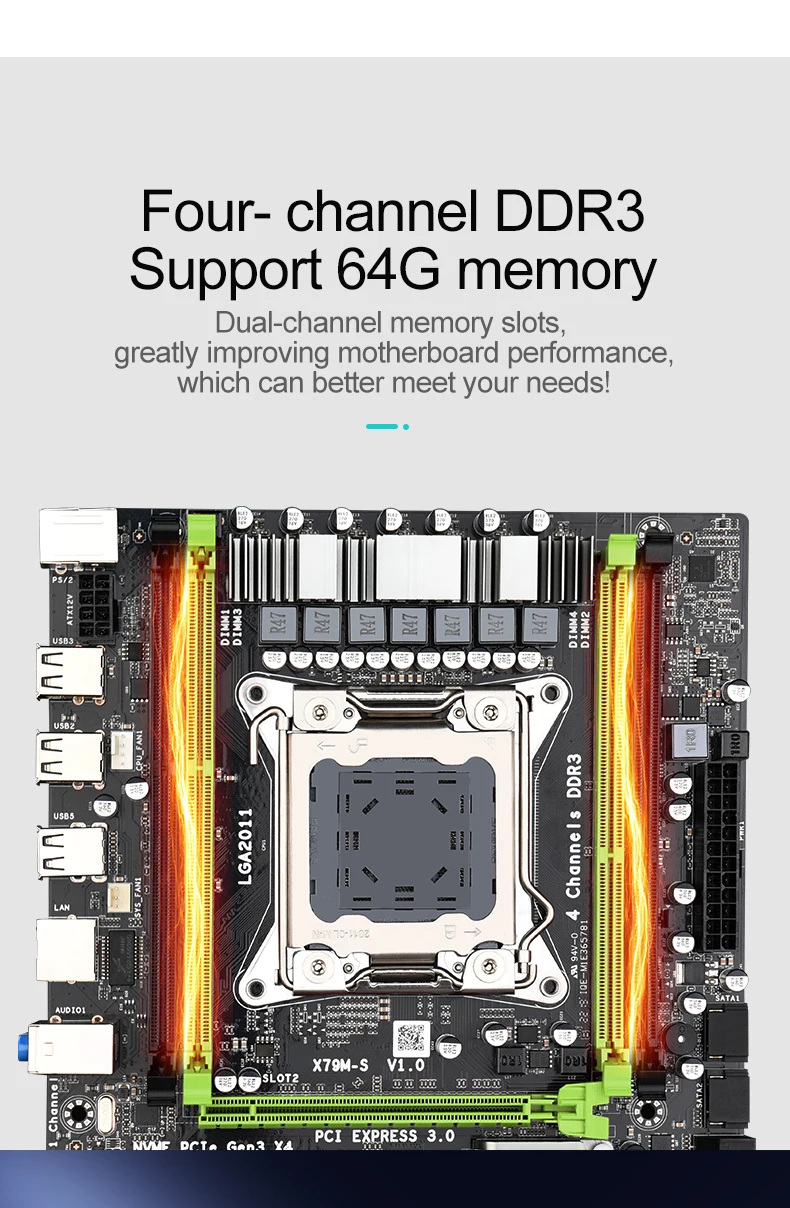  Бесплатная доставка материнская плата X79 с разъемом Lga 2011 для ПК поддержкой процессора Intel Xeon E5 4 * DDR3 64 Гб