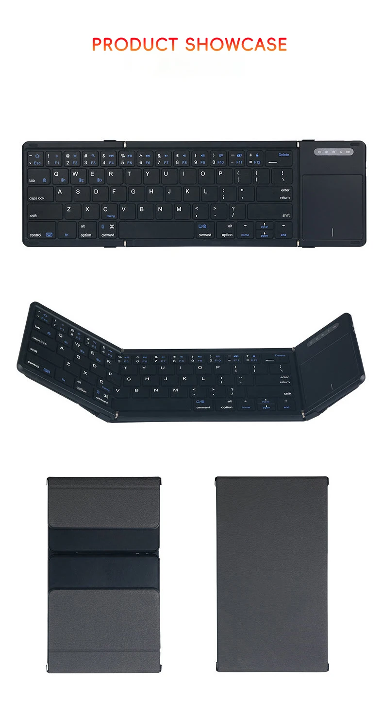 2024 Rechargeable Mini Wireless Portable Bluetooth Folding Foldable Keyboard With Touchpad For Mobile Phones and Tablet PC