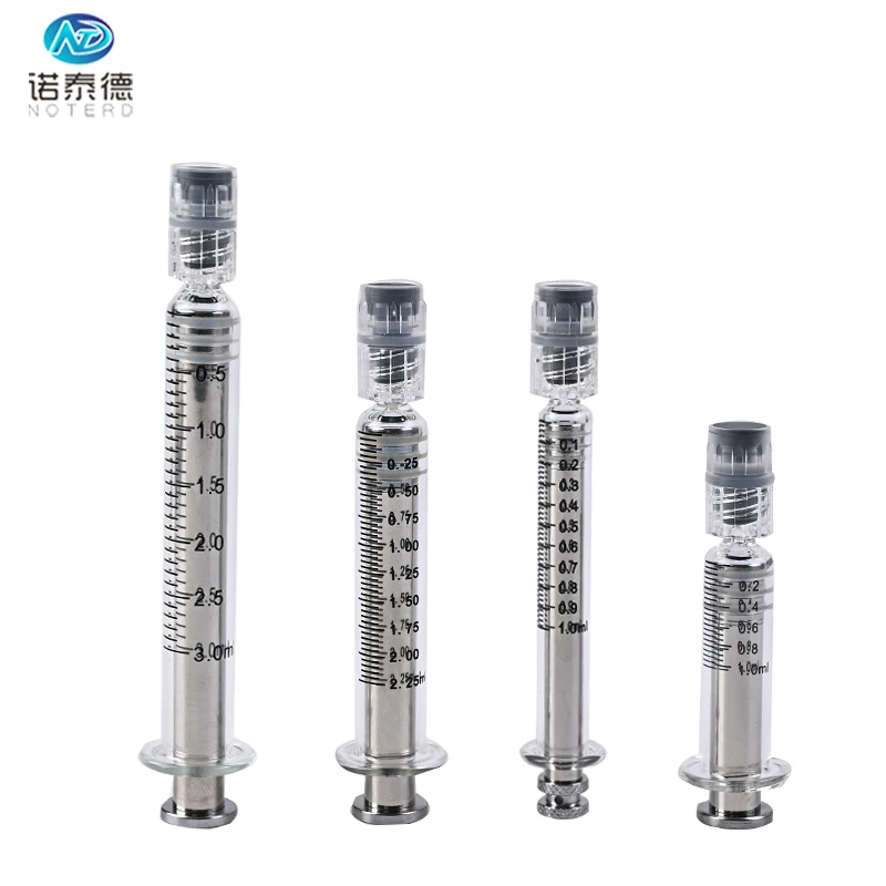 5ml 10ml prefilled glass syringe for distillate oil with metal plunger and stainless steel plunger