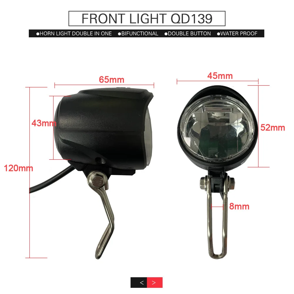 Electric Bike Light Front and Back Rear Carrier Electric Bicycle Safety LED Headlight  Rear Tail Light