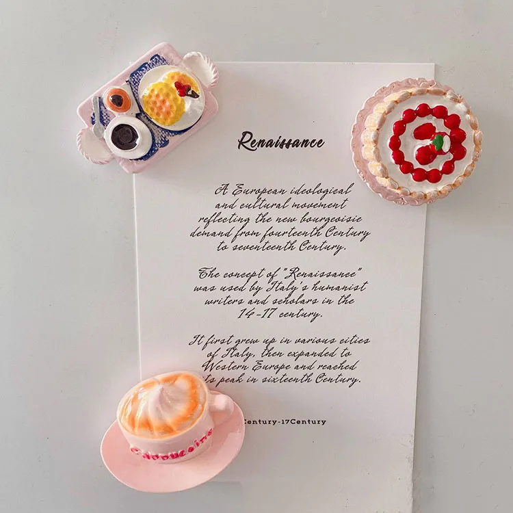 Customized Pink Aesthetics Home Decoration Magnet Fridge Magnets 3D resin Cake Refrigerator Magnets Decorative