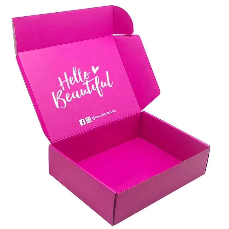 Custom Free Sample Logo Pink Color Cosmetic Corrugated Packaging Mailer Box Shipping Box Paper Box