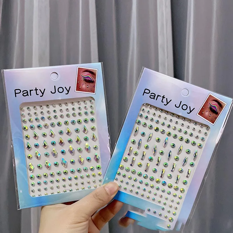 Go Party Wholesale Resin Acrylic Eyebrow Decorative Party Face Diamond Crystal Sticker Jewelry Tattoo Temporary Body Stickers