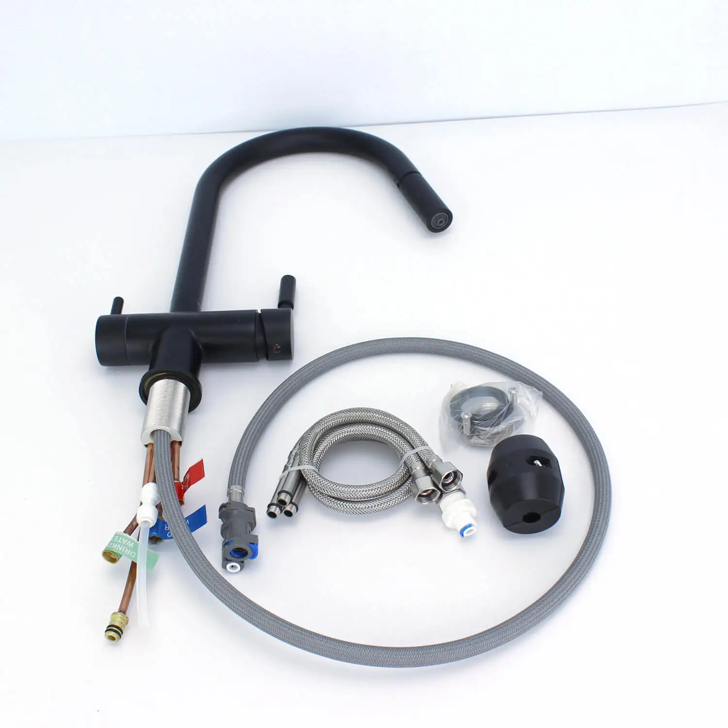 DOGO Brass Chrome Three Way Water Filter Tri Flow Kitchen Faucet Deck Mounted Chrome Plated 3 in 1 Kitchen Mixer 3 Way Faucet