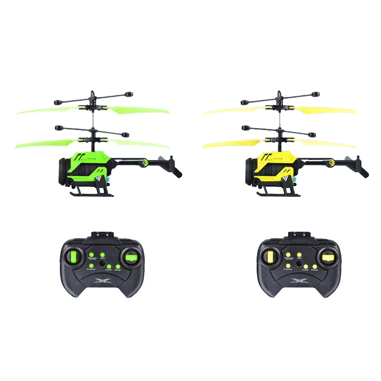 2Remote control aircraft with light and induction functionUSBYellow Green mixed creative children telecontrolled toy aircraft