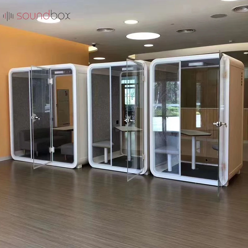 Acoustical Hollow Glass Sound Office Soundproof Cabin Office Meeting Pod Soundproof Telephone Booth Pods