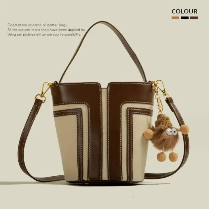 2024 Alibaba wholesale luxury woman PU handbags bucket strap, new spring design fashion leather bucket handbags online shopping