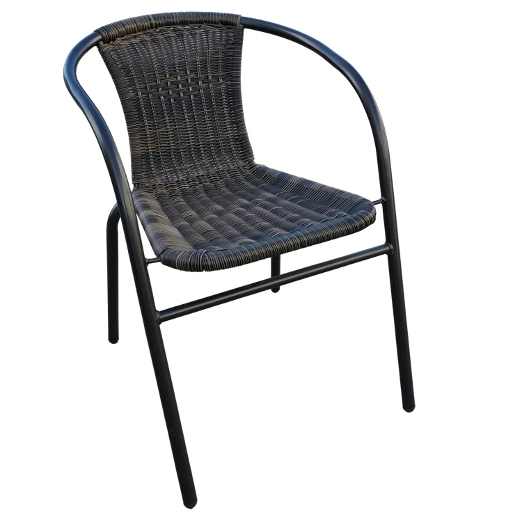 Wholesale Outdoor Steel Stacking Rattan Bistro Chair Comfortable Restaurant Patio Garden Chair for School & Kitchen Use