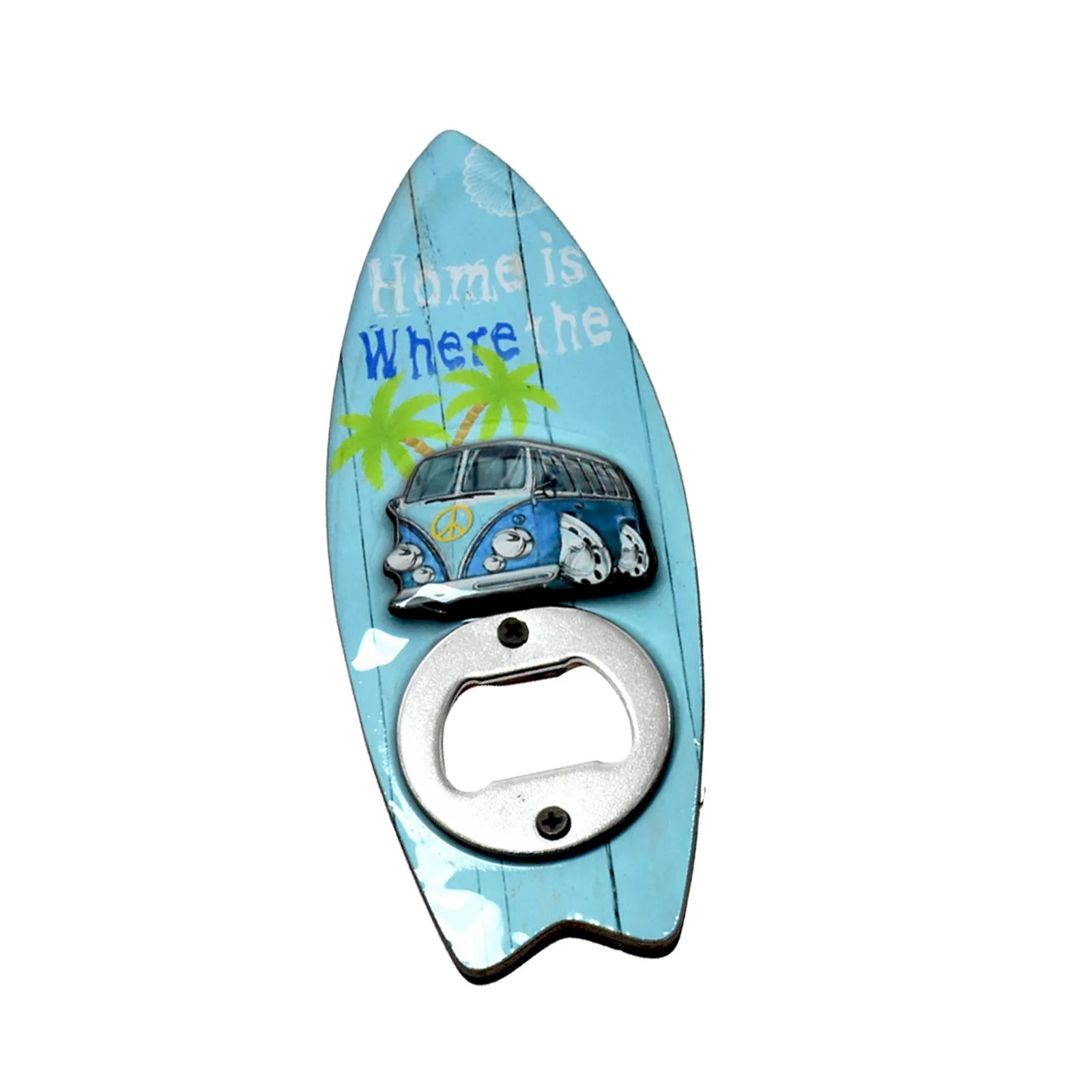 Custom Souvenir MDF  Surfboard Shape Design Epoxy Bottle Opener with Magnet