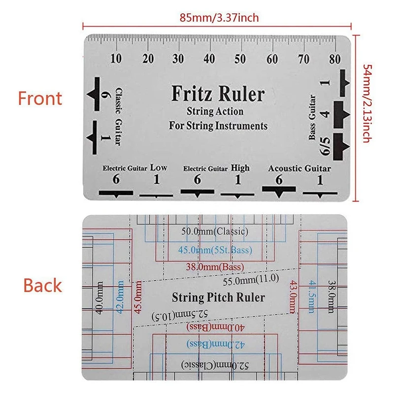 Guitar Neck Notched Straight Edge Luthiers Tool with String Action Ruler Gauge