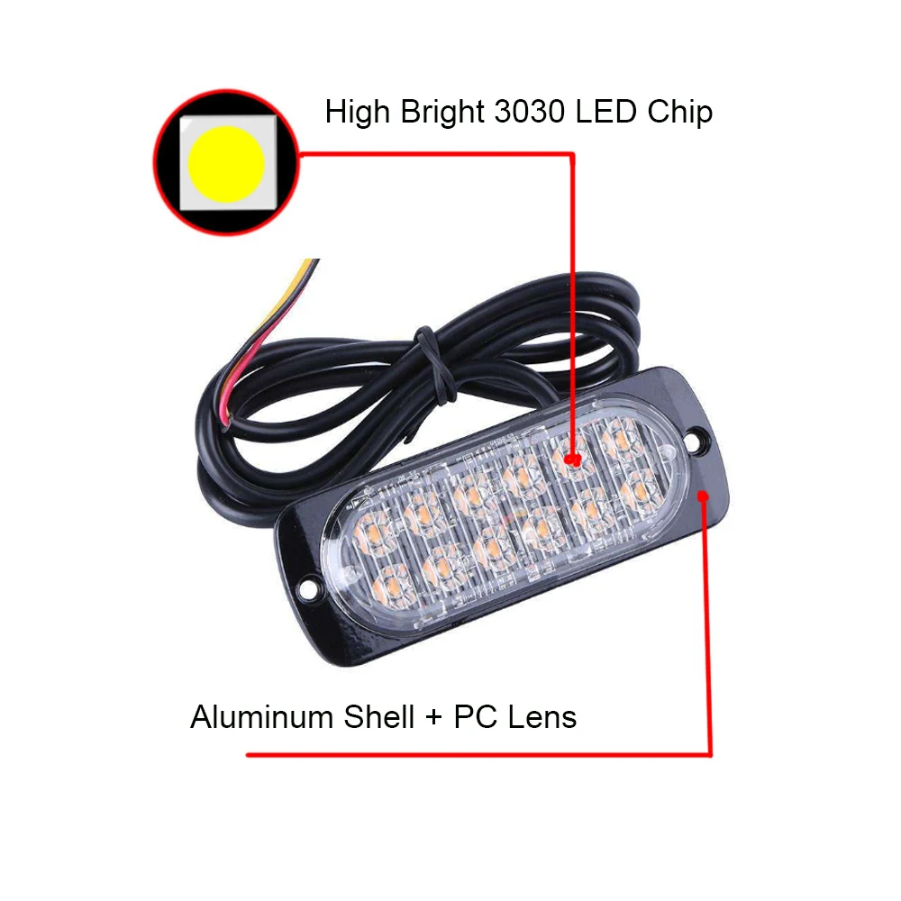 IP67 Blue Red Emergency Strobe Flashing Grille 24V Warning Led Light