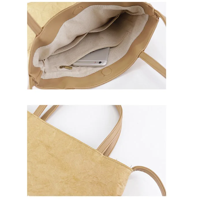 Waterproof paper women handbag women Paper shopping bag recycled tyvek paper handbag