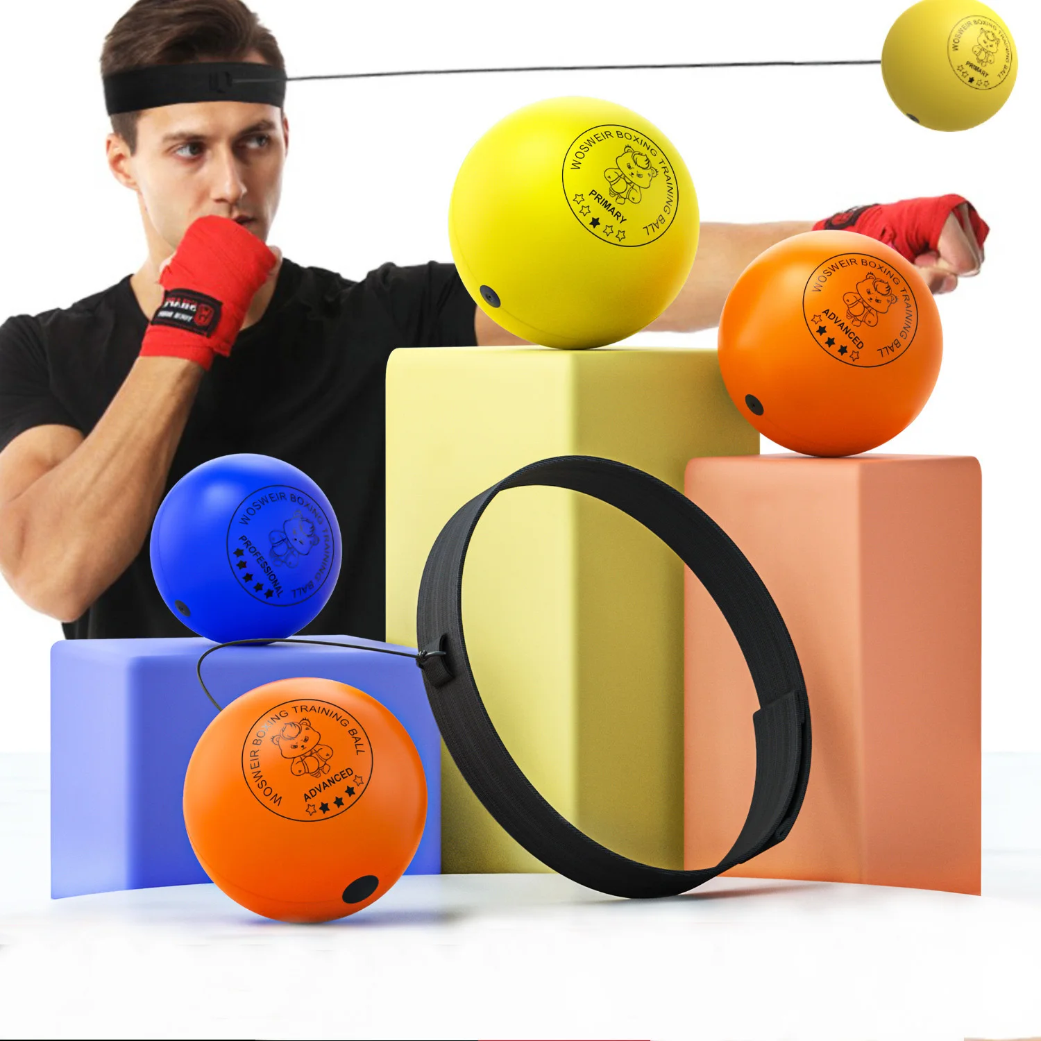 Boxing Reflex Ball Headband PU Punch Ball Punching Speed Fight Skill Hand Eye Reaction Training Boxing kits