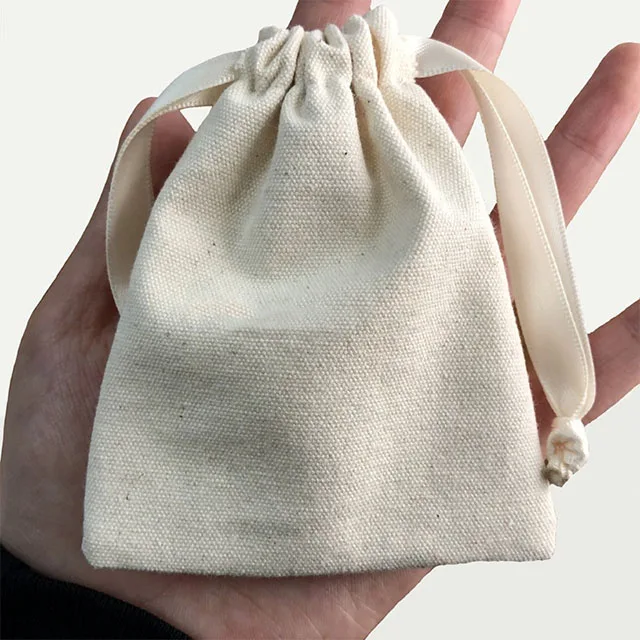 Wholesale Custom Logo Silk Screen Print Organic Cotton Muslin Double Shopping Pouch Canvas Drawstring dust bags for handbag shoe