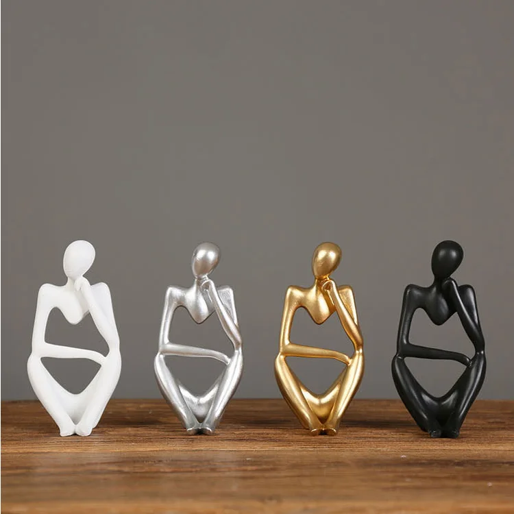 Resin Thinker Crafts Abstract Sculpture Thinking Statue Collectible Human Figurines Home Office Bookshelf Desktop Decor