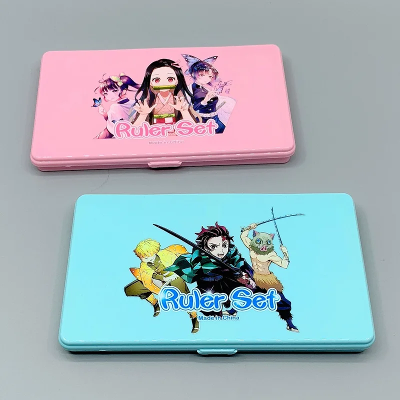 
Cartoon Student Drawing Stationery Set Box Compasses Ruler Eraser Portable 7-piece Set Factory Direct Sales 