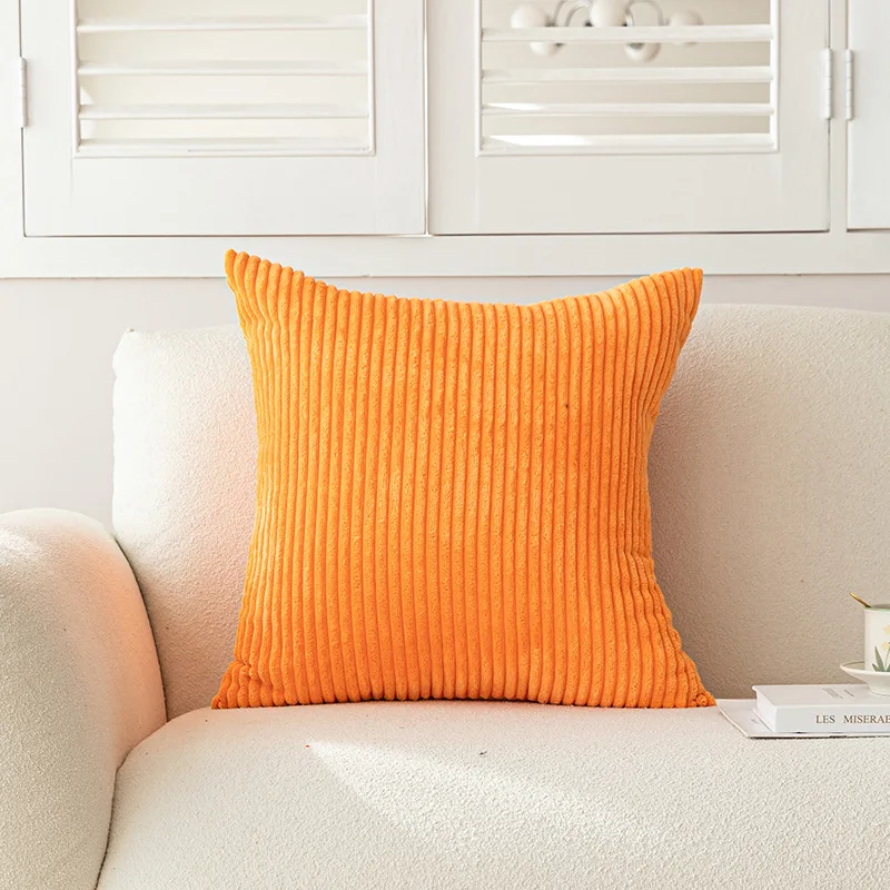 Corduroy Soft Solid Decorative Square Throw Pillow Covers Cushion Cases for Sofa Bedroom Car 18 x 18 Inch