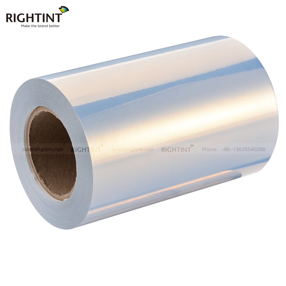 Waterproof Vinyl Roll Self Adhesive Sticker Foil Lamination Vinyl Sticker Roll Glossy Silver Masking 80gsm Glassin Release Paper
