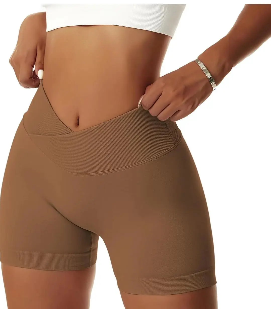 Hot Sale Custom  Seamless Yoga Pants Women Yoga Shorts Tights V Waist Scrunch Butt Short Legging