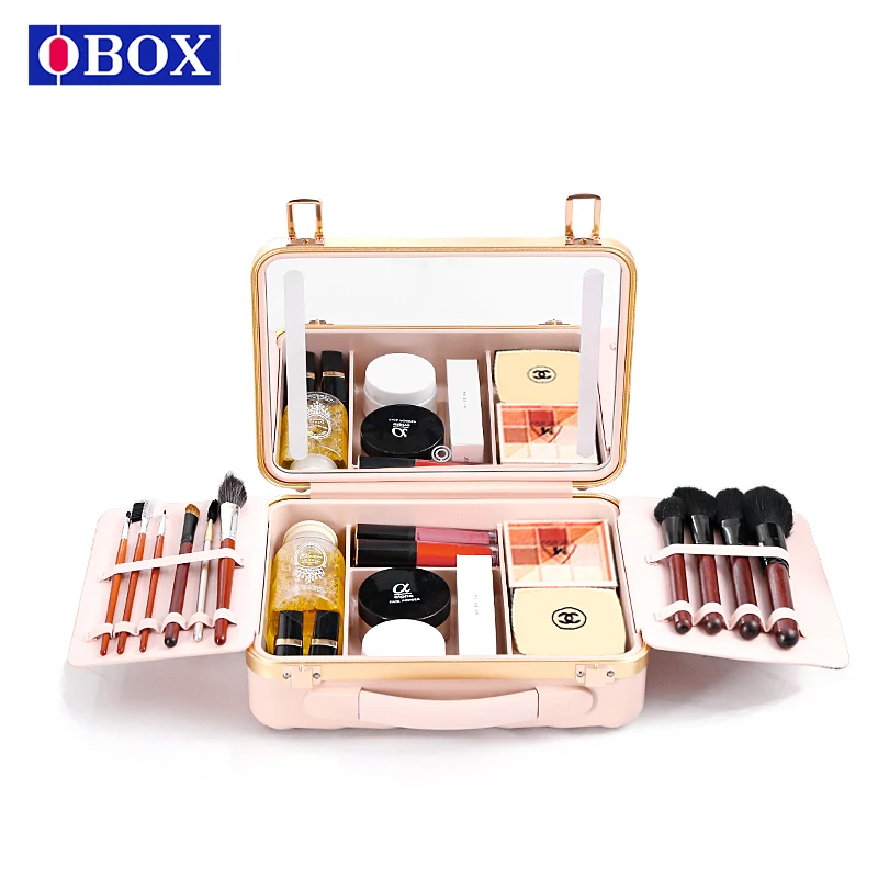 Hot Sale Luxury Customize Vanity Cosmetics Case Travel Organizer Make With LED Mirror Makeup  Beauty  Case