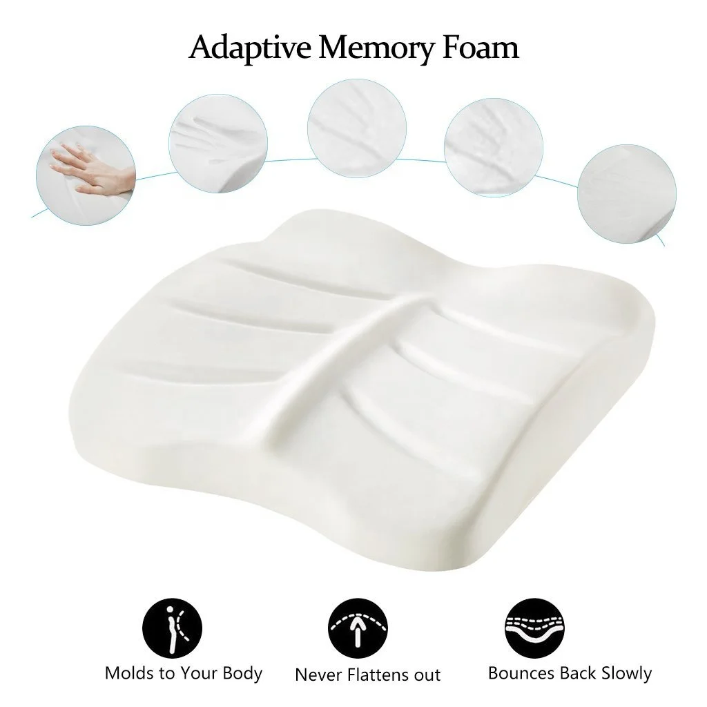 Memory Foam Orthopedic Backrest Cushion Mesh Lumbar Support Pillow For Chair Car Office