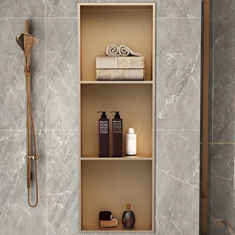 New Stainless Steel Shower Niche Brushed No Tile Needed Niche Shower Recessed Shower Shelf Without Flange for Bathroom Storage