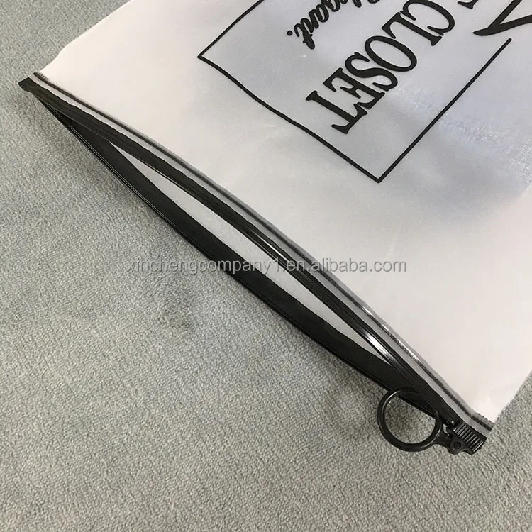 Eco friendly zippered clothes packaging bag frosted plastic ziplock bag PE zip lock packaging bag with your logo