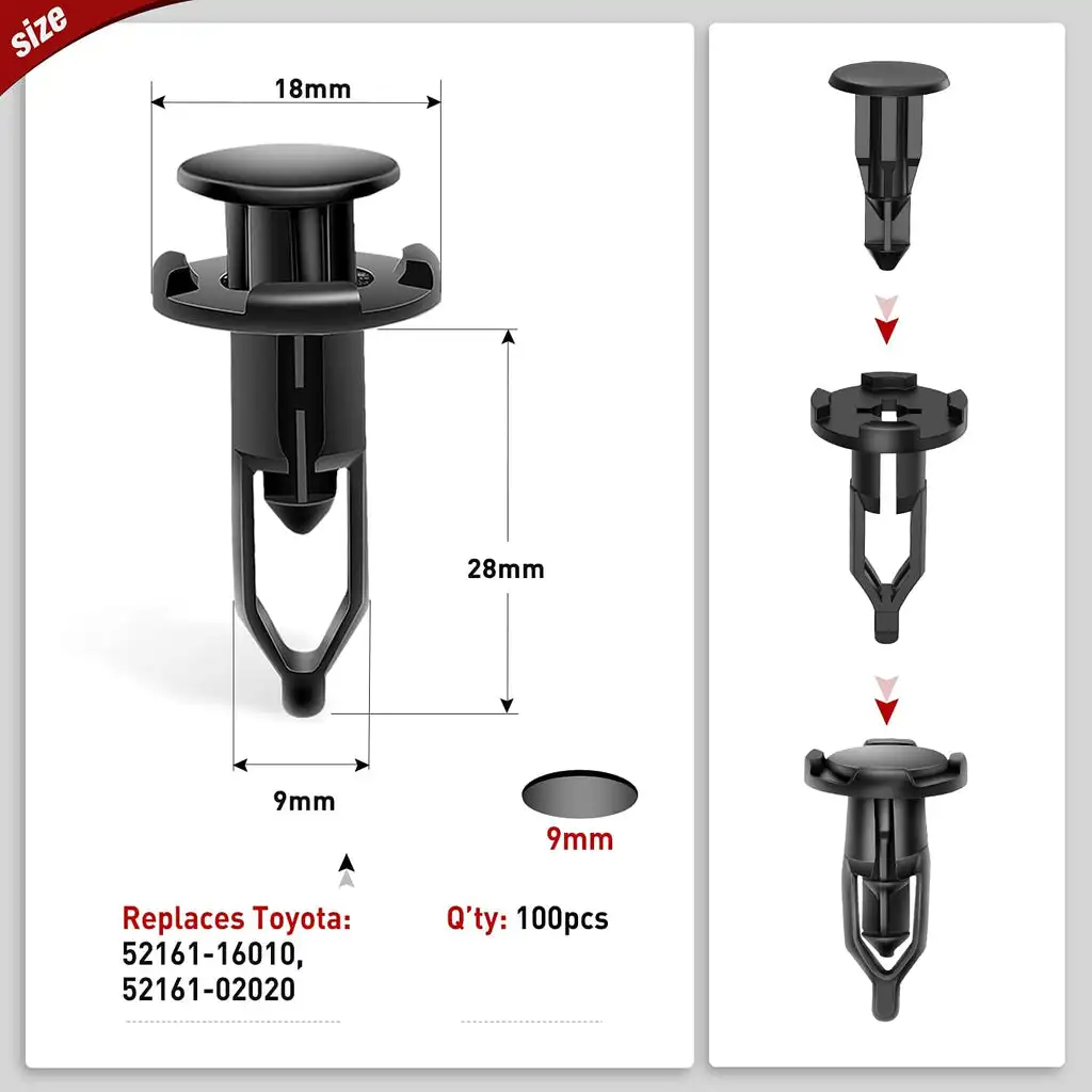 52161-02020 Plastic Bumper Clips and fasteners customized shape Wide range for automotive