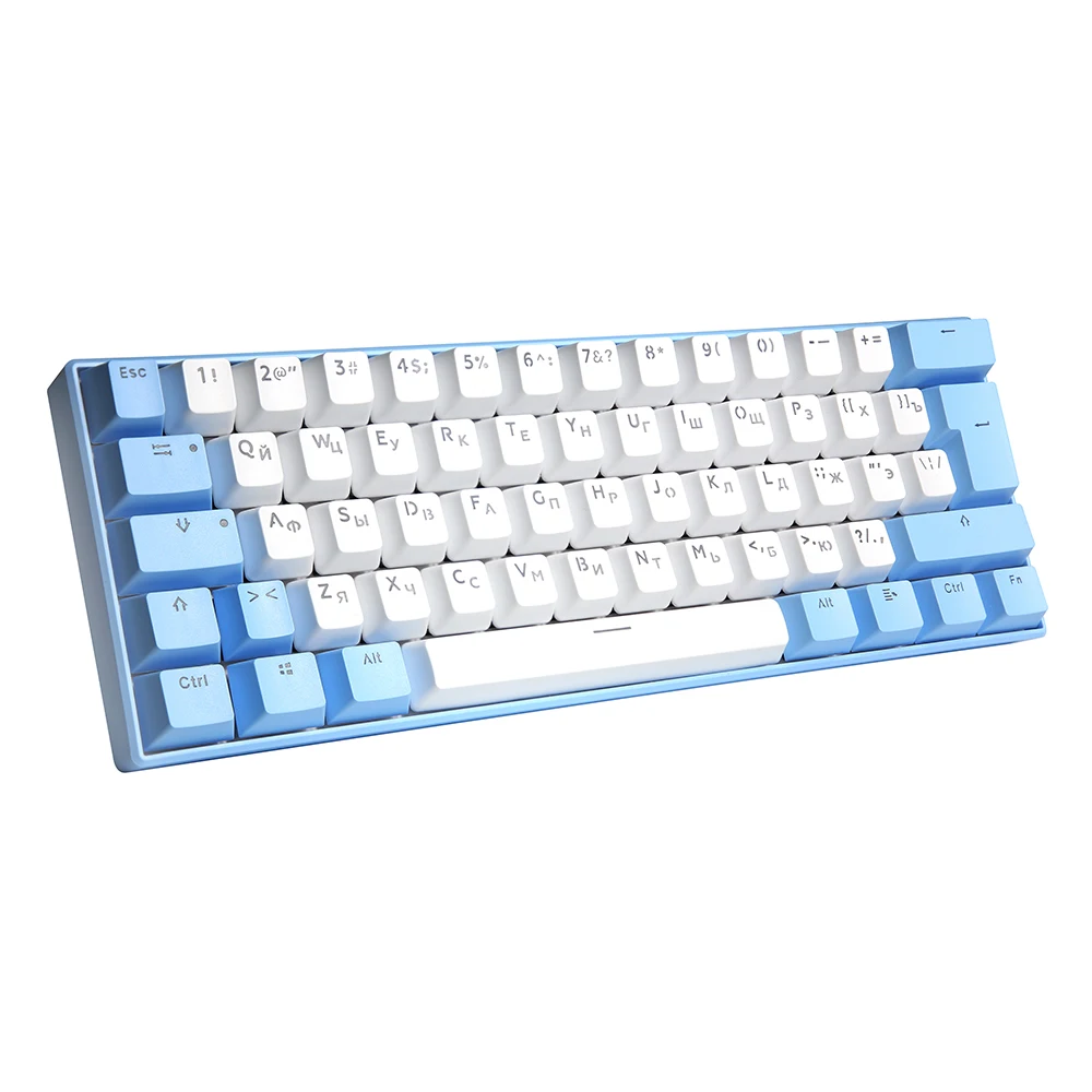 60% russian rgb mechanical keyboard with transparent russian keycaps pink blue cover notebook keyboard for gaming and office