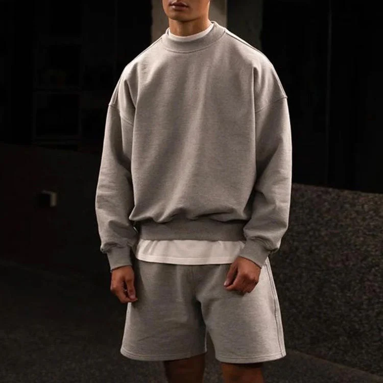 Oversize Hip Hop Boxy Blank Sweater O Neck Hoodie Premium Heavy Cotton Drop Shoulder Crew Neck Crewneck Custom Sweatshirt Men