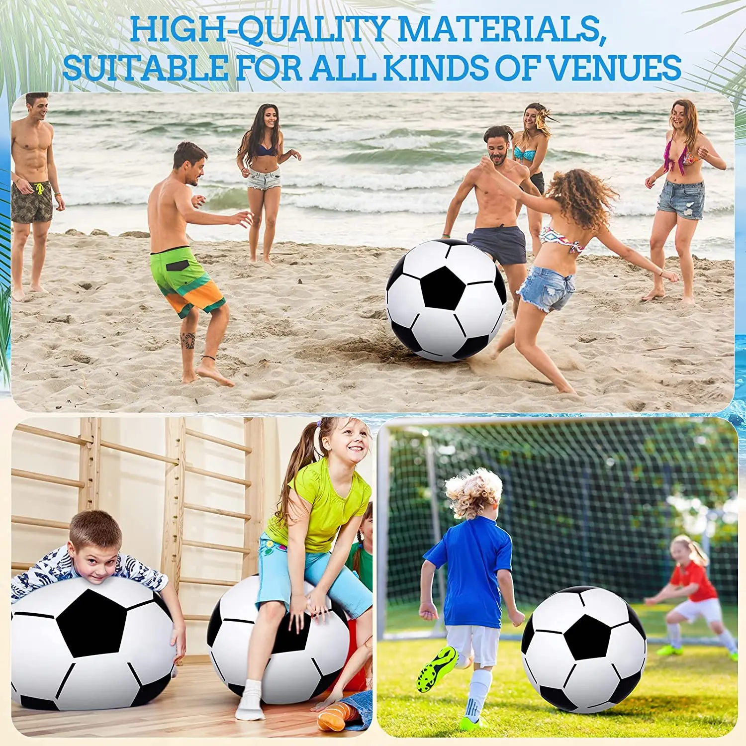 Inflatable Beach Ball Racing Toy Ball Soccer Style water toy party CE certificate for kids adult