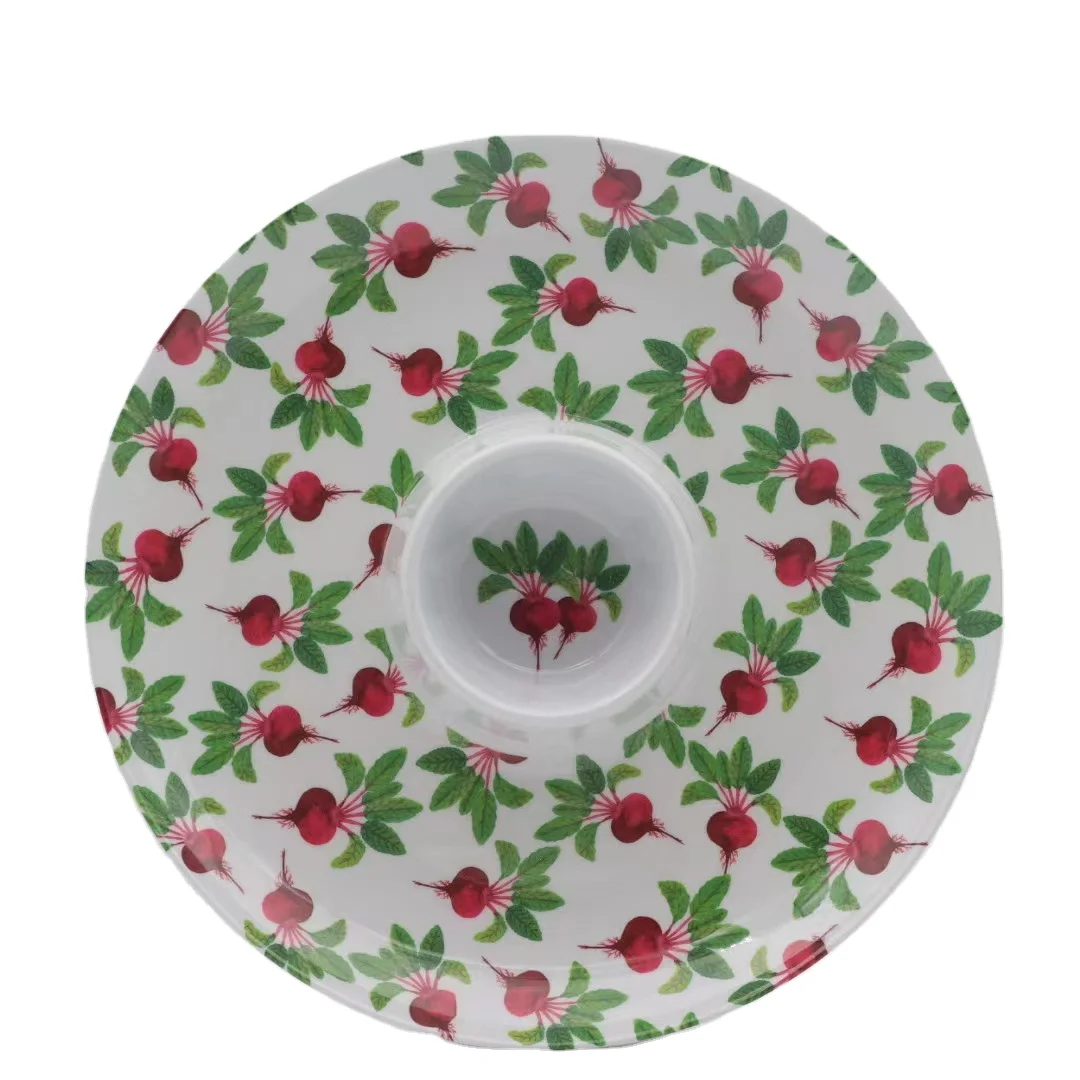 Заводская поставка индивидуальная меламиновая посуда оптовая продажа Меламиновый круглый лоток для чипа можно мыть в посудомоечной машине