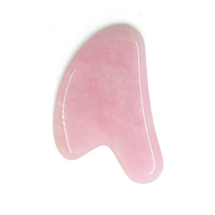 Manufacturer Pink Rose Quartz Jade Guasha Stone Heart Board Custom Logo Scraping Skin Care Facial Massage Tool