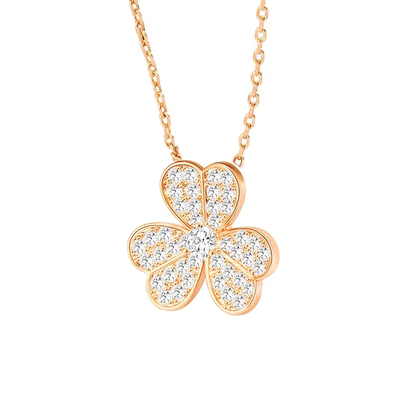 factory price Adjustable size girls women gold means crystal  diamond flower necklace pendant