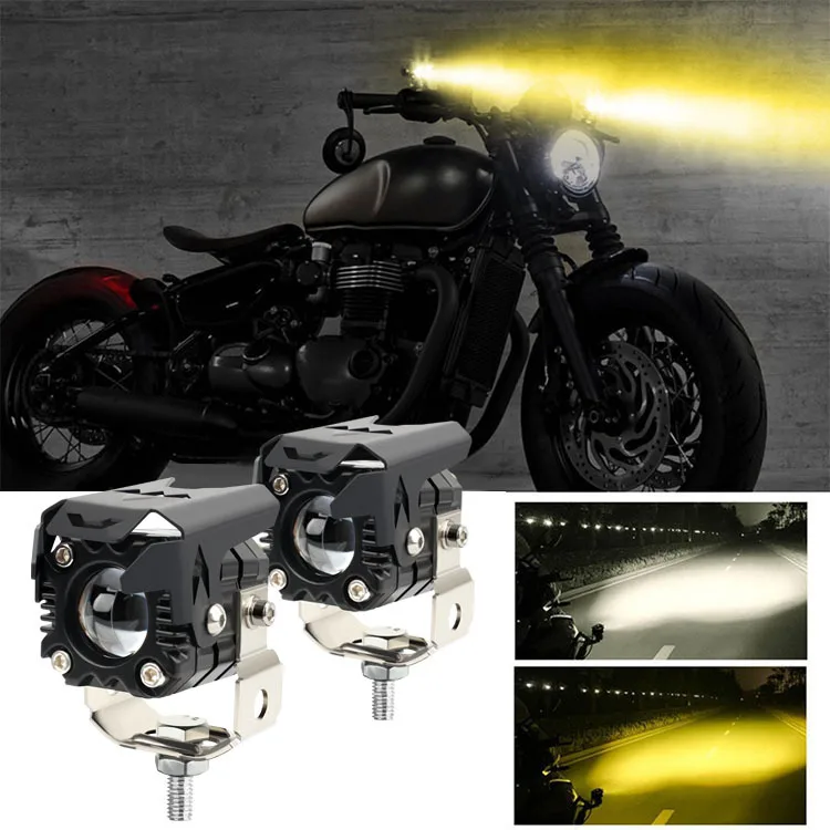 factory new 12-80V IP68 upgraded spotlight 20w 40w 60w dual color white yellow led headlight for motorcycle
