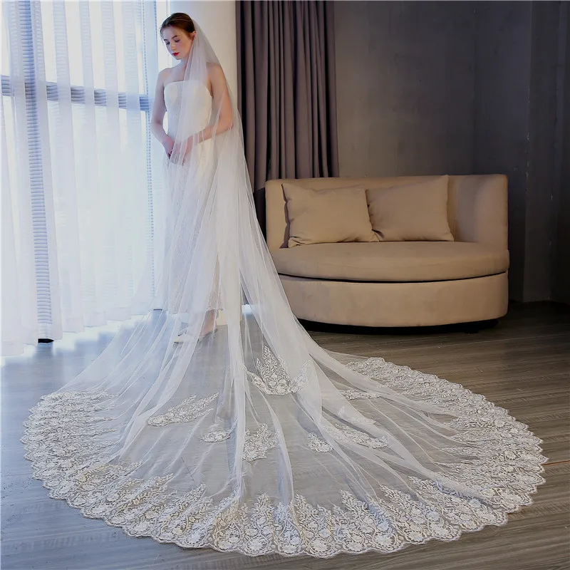 Новинка 3 м элегантные кружевные свадебные аксессуары мягкая Свадебная Длинная фата