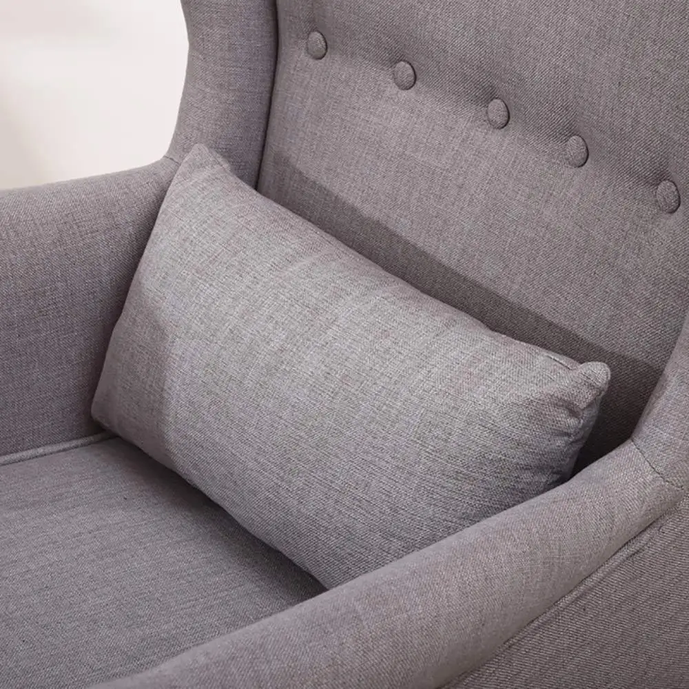 Кресло из льняной ткани с крыльями спинки, кресло для спальни, сиденье с одним диваном и подставкой для ног, удобное кресло с диваном для