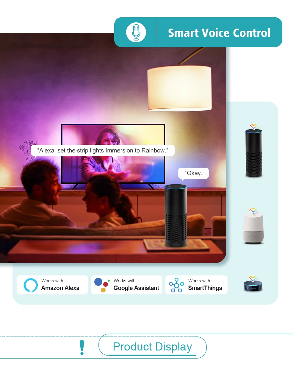 Tuya Wifi Smart TV Ambient Light Kit 4K HDMI Sync Led Back Light PC Screen Lighting Voice Control With Alexa Google Assistant
